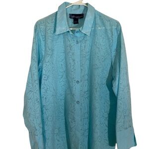 Robin Egg Blue size Large Susan Graver Shirt Button Up